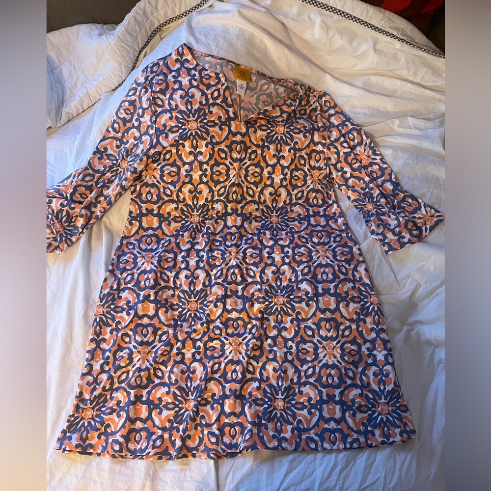 Coral and blue ruby rd tunic